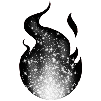 a black and white fire with stars on it