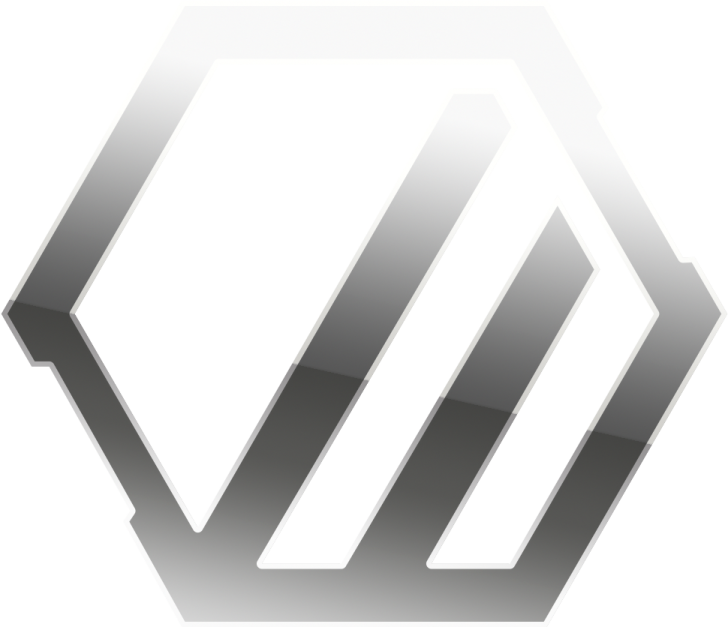 a black and white hexagon logo