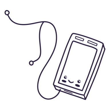 a phone with a cord attached to it