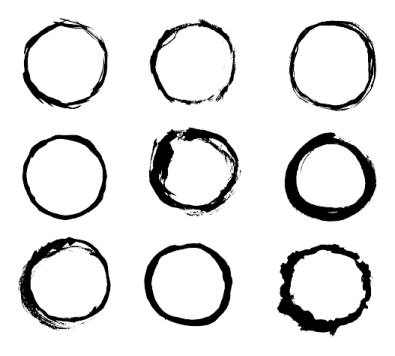 a set of black circles on a white background