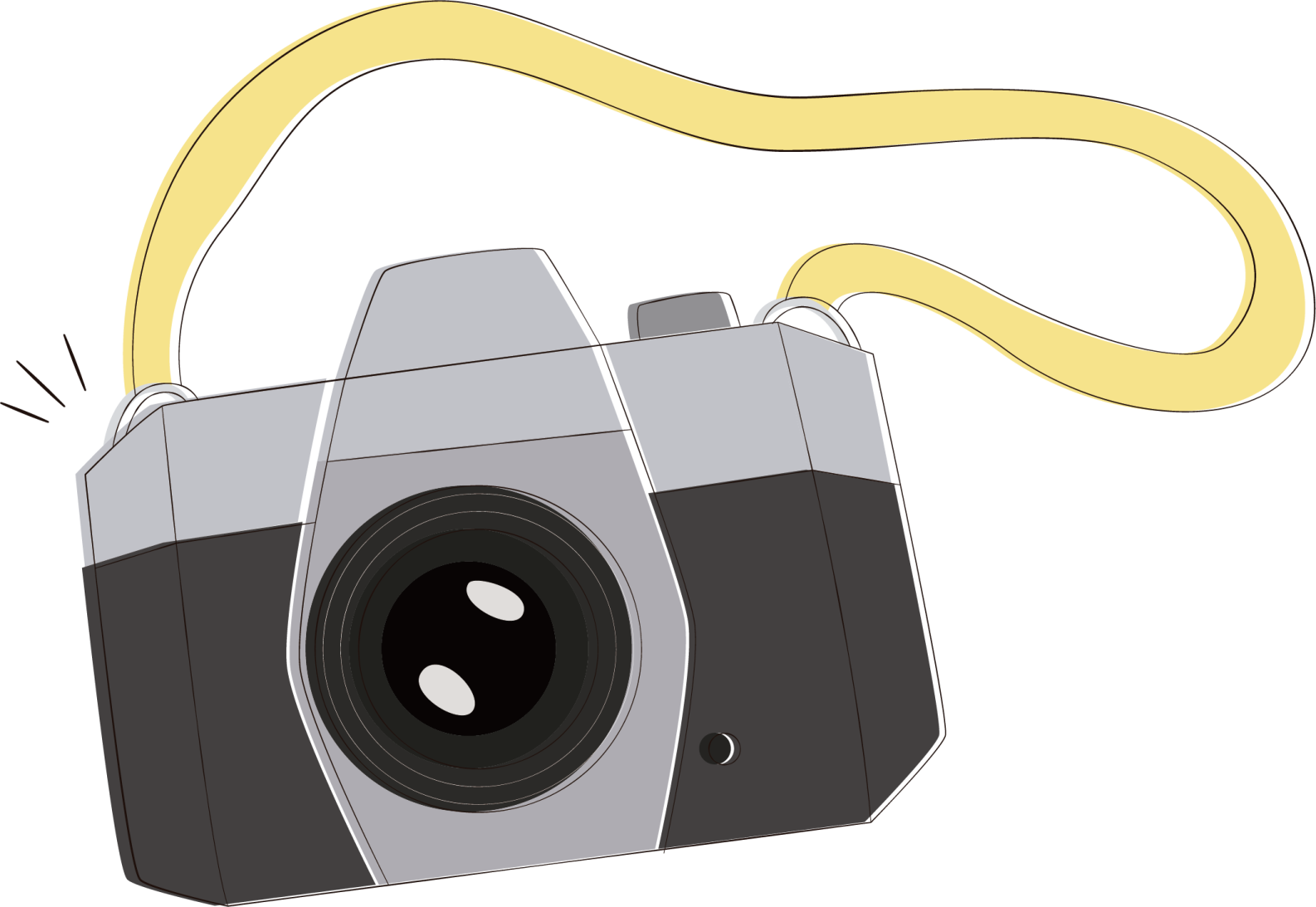 a camera with a yellow ribbon around it