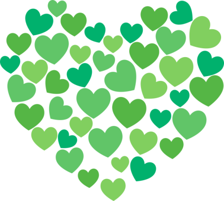a heart made out of green hearts