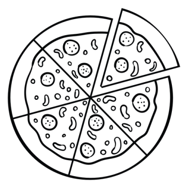 a slice of pizza on a white background
