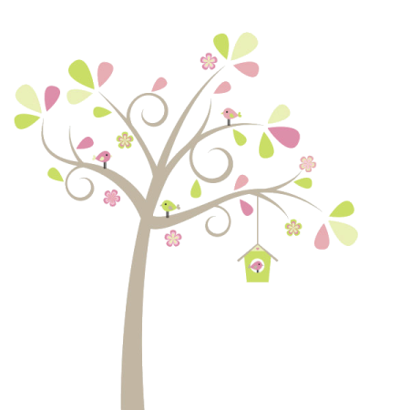 a tree with hearts hanging from it's branches