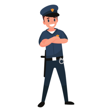 a police officer standing with his arms crossed