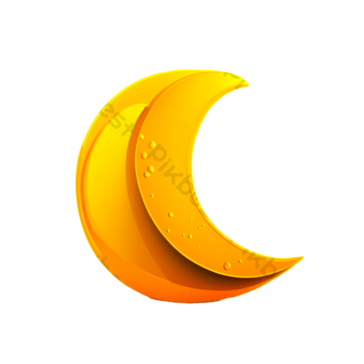 a yellow crescent on a white background