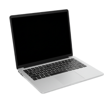 an open laptop computer on a white background