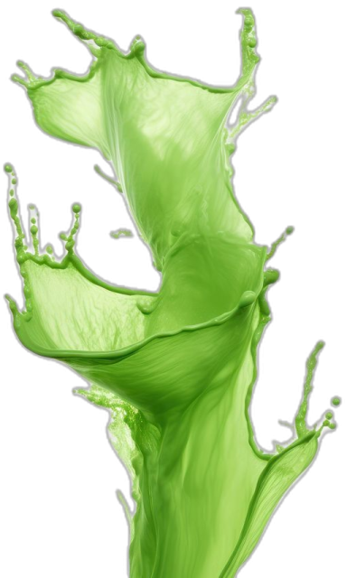 green paint splashing on a white background