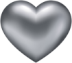 a silver heart on a white background