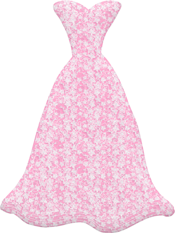 a pink and white floral dress on a white background