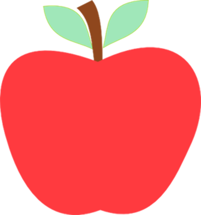 an apple with a green leaf on it