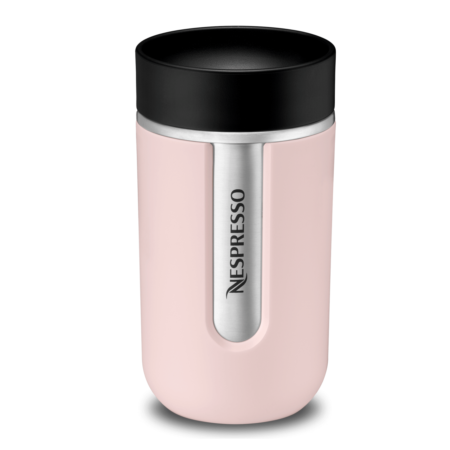 thermo travel mug with lid in pink