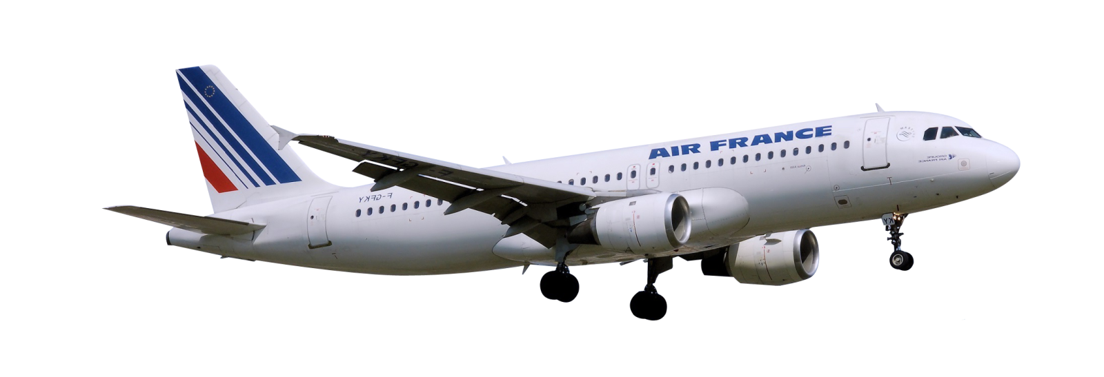 an airplane flying in the air on a white background