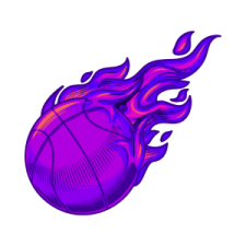 a basketball ball with flames on it