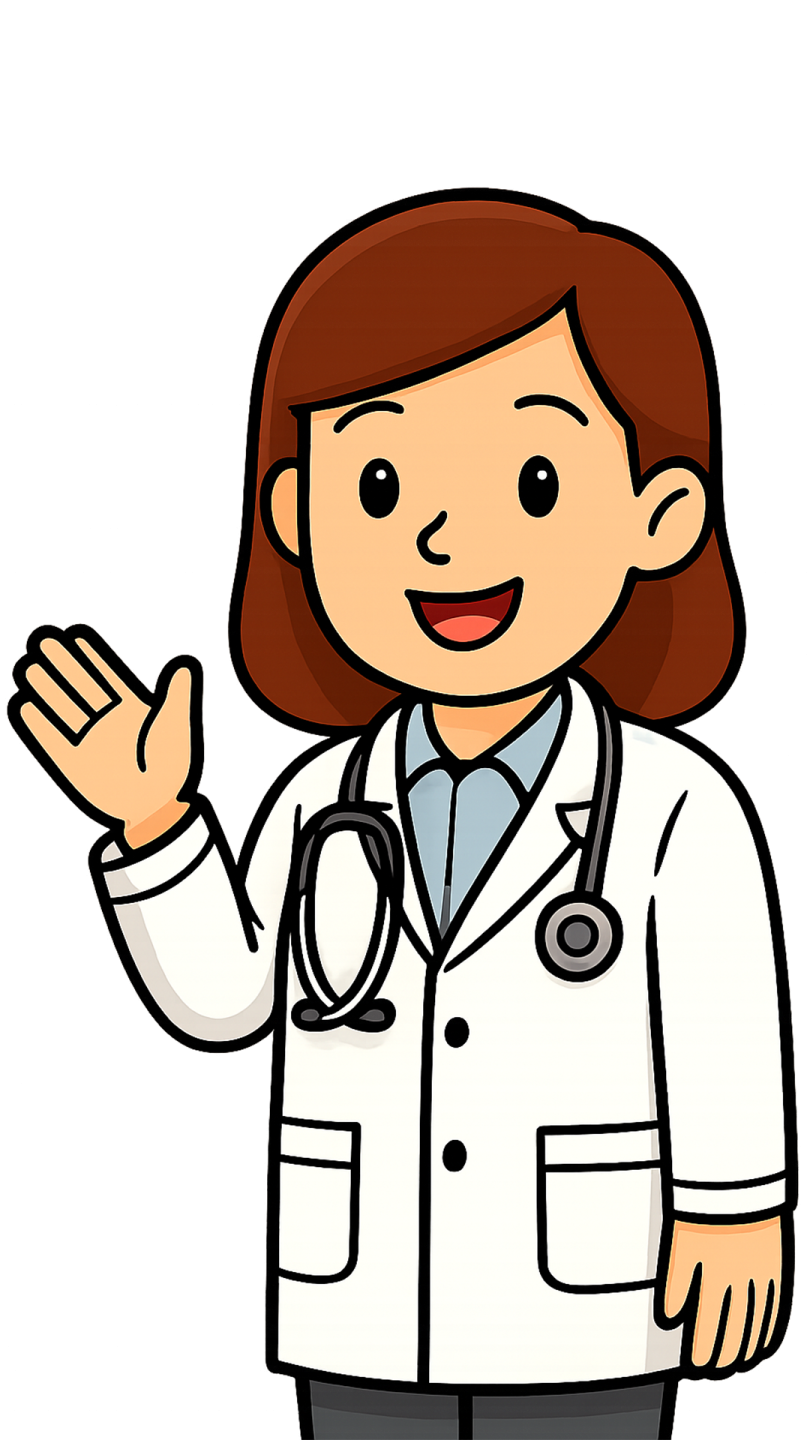 a female doctor in a white lab coat