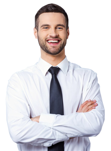 a man in a white shirt and black tie