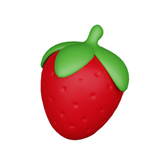 a red strawberry with green leaves on it