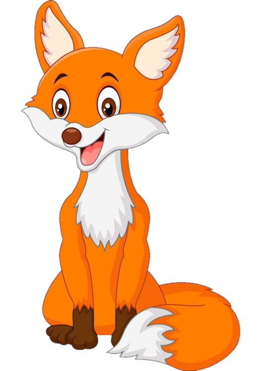 a cartoon fox sitting on the ground