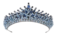 a tia with blue crystals on it