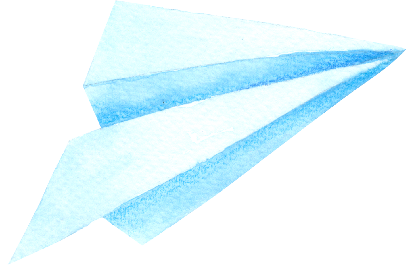 a watercolor drawing of a paper airplane