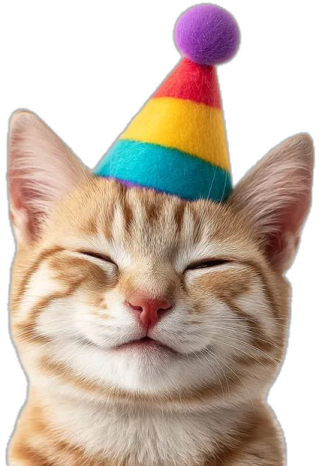 a cat with a colorful hat on its head