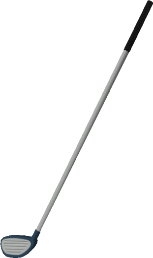 a white and blue golf club with a black handle