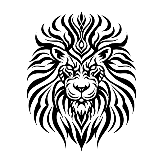 a black and white lion head tattoo design