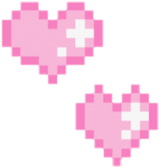 two pink hearts on white background