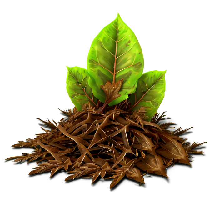 a pile of brown leaves on a white background