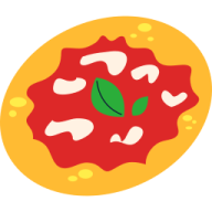 a pizza with a green leaf on top