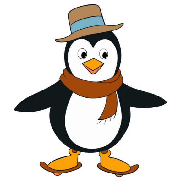 a penguin wearing a hat and scarf
