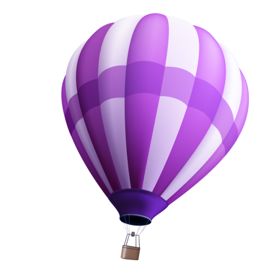 a purple and white hot air balloon