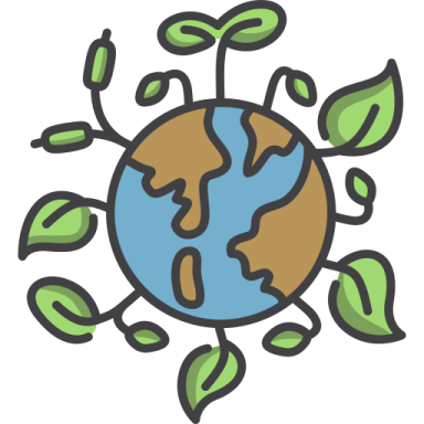 the earth with green leaves around it