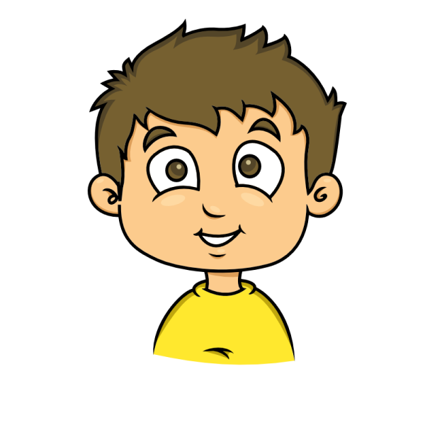 a boy with brown hair and a yellow shirt