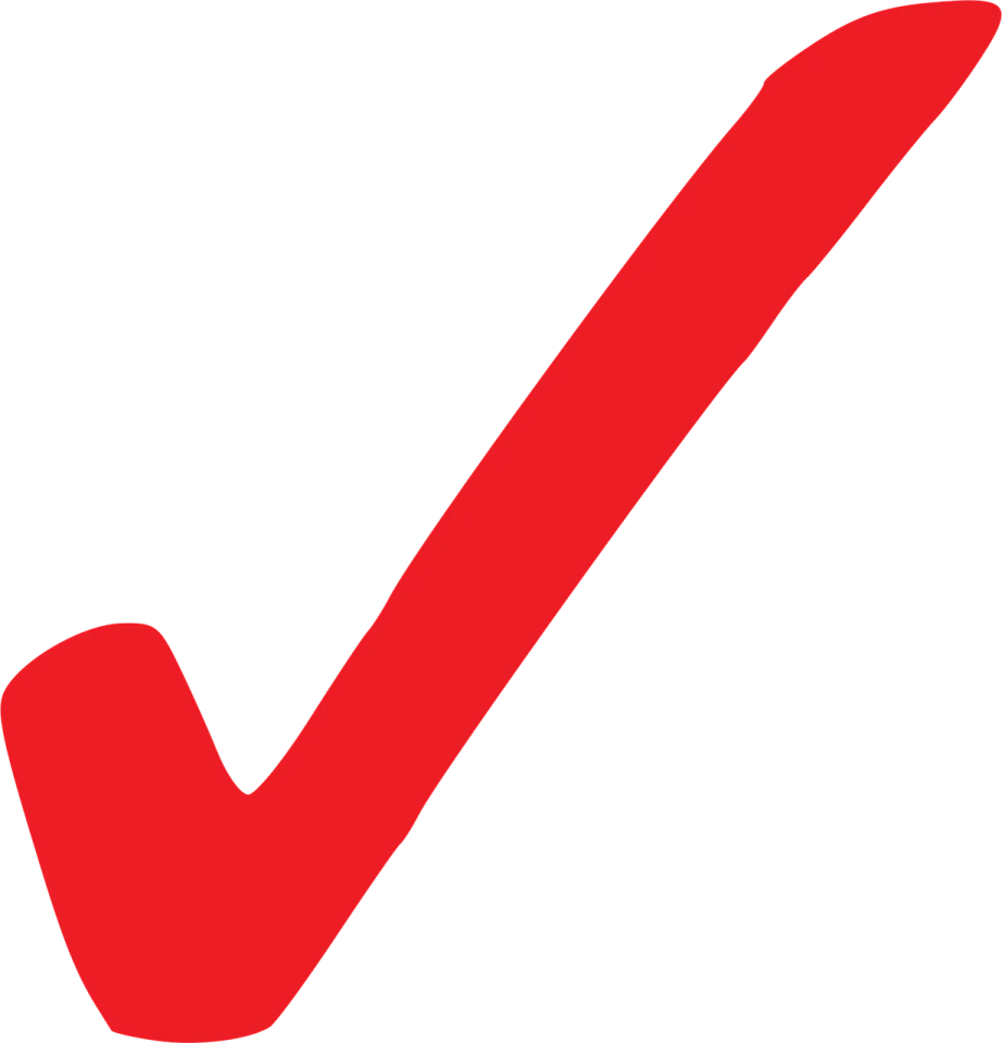 a red check mark on white background