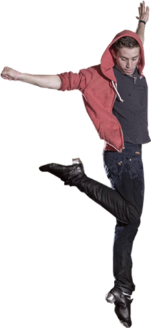 a man is jumping in the air