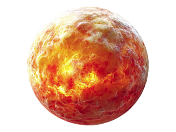 a ball of fire on a white background