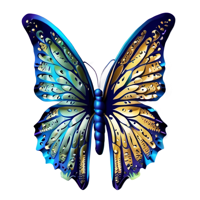a blue and gold butterfly