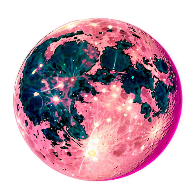 a pink and black orb with stars on it