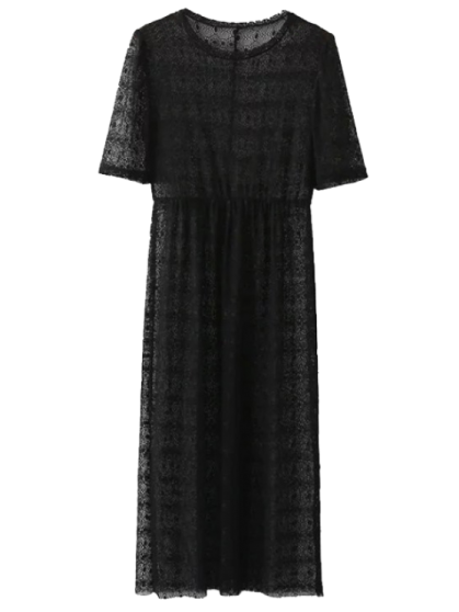 a photo of a black lace dress