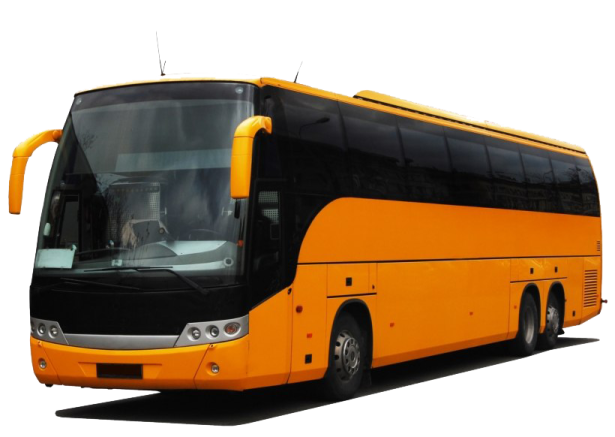 a yellow bus is parked in front of a white background