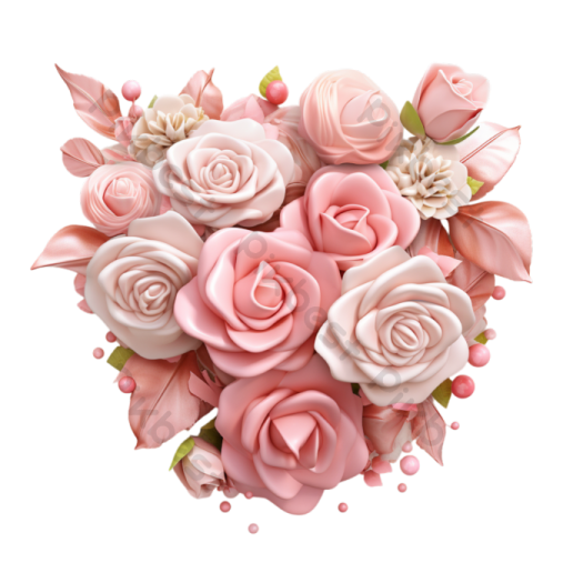 a bouquet of pink roses on a white background