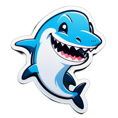 a cartoon shark with its mouth open