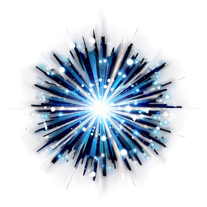 a burst of blue and white lights