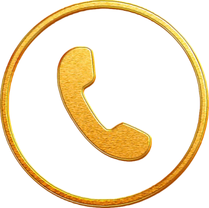 a golden phone icon in a circle