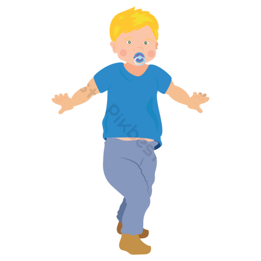 a man in blue shirt and jeans with his hands out