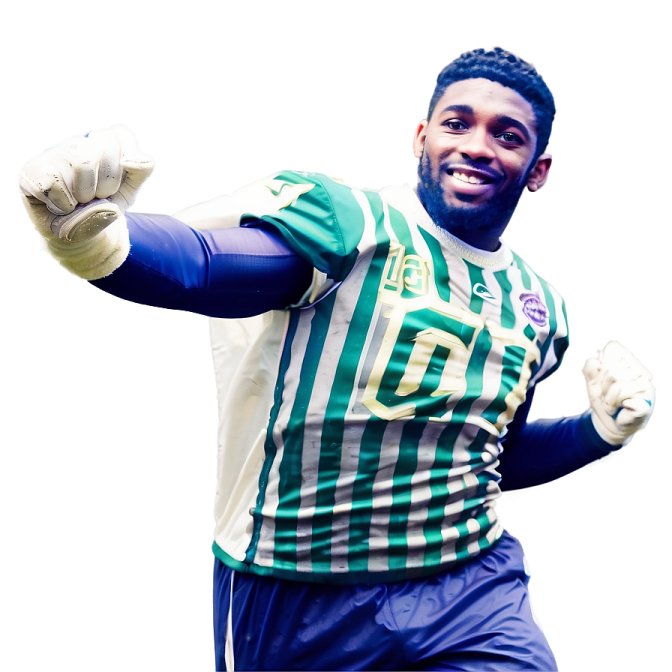 a man wearing a green and white striped shirt