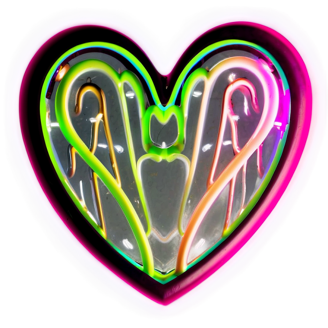 a heart shaped neon sign on a white background