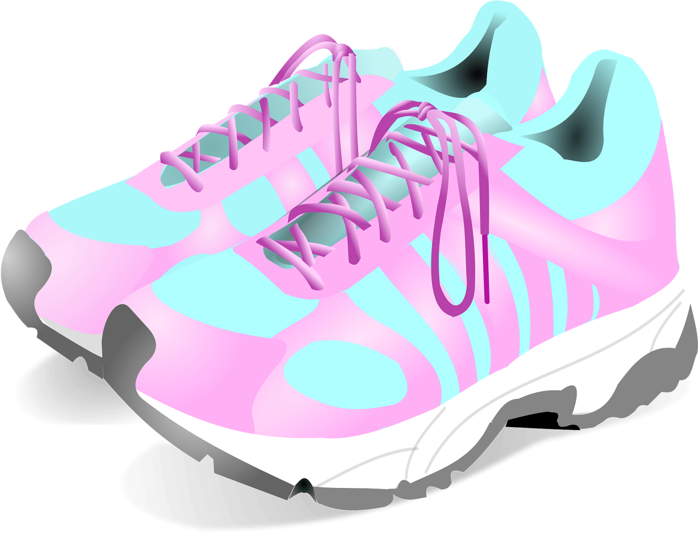 a pair of pink and blue sneakers