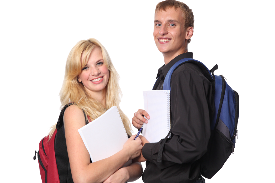a man and a woman are holding papers